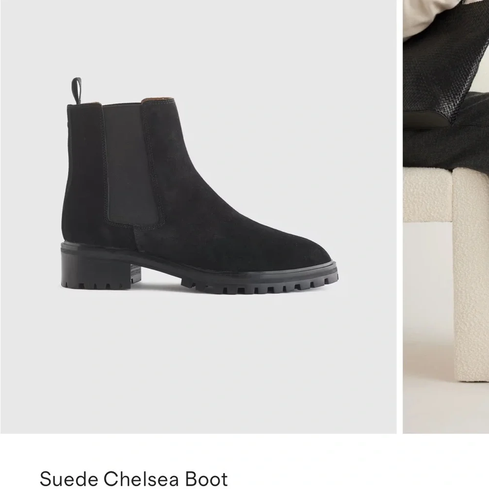 Quince Black Suede Chelsea Boots with Pull Tabs - Picture 9 of 10